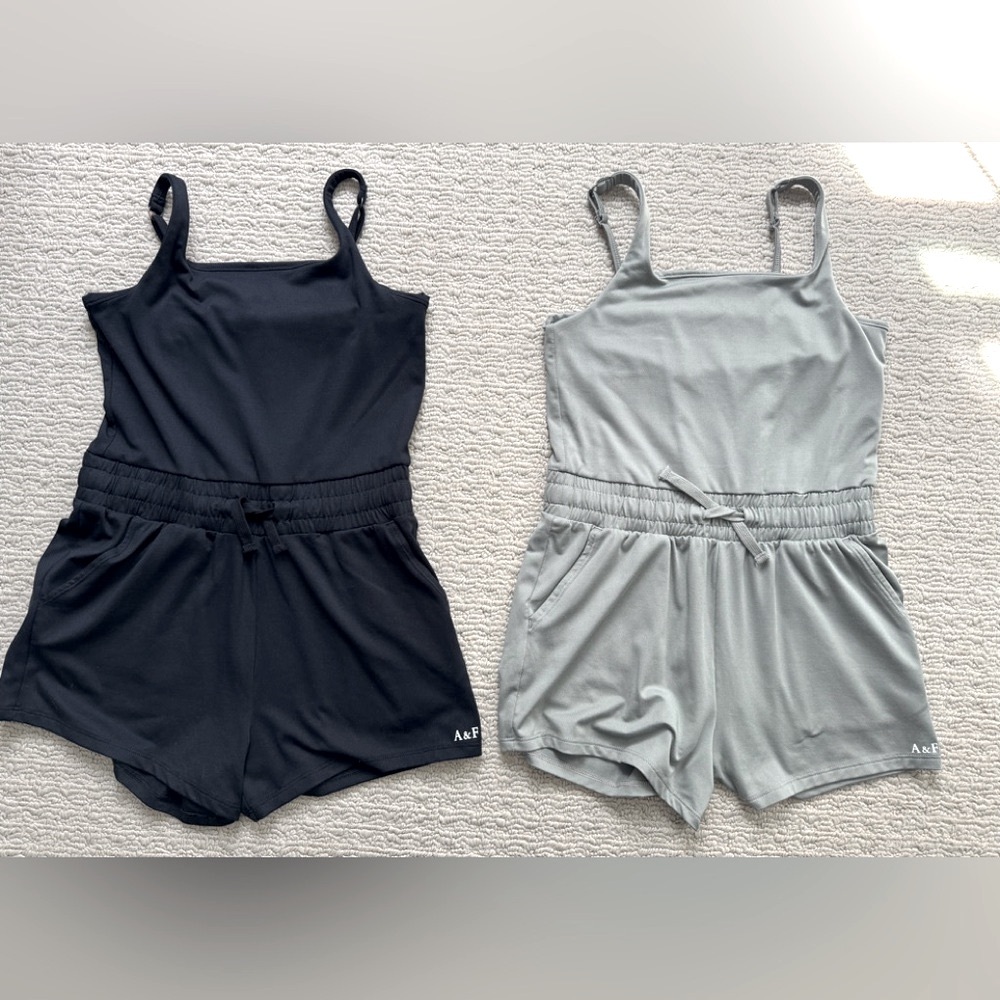2 Abercrombie Kids Black and Green Rompers